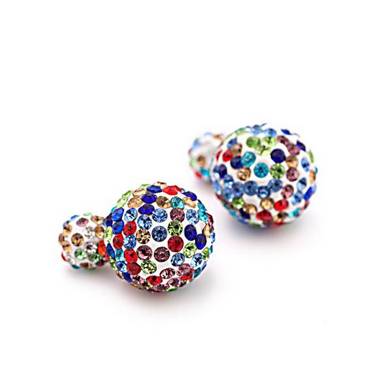 Crystal Shinny Double Sided Crystal Multicolor Stud Earring Beads Ball Earrings – Earrings Online in Pakistan | Hanaya