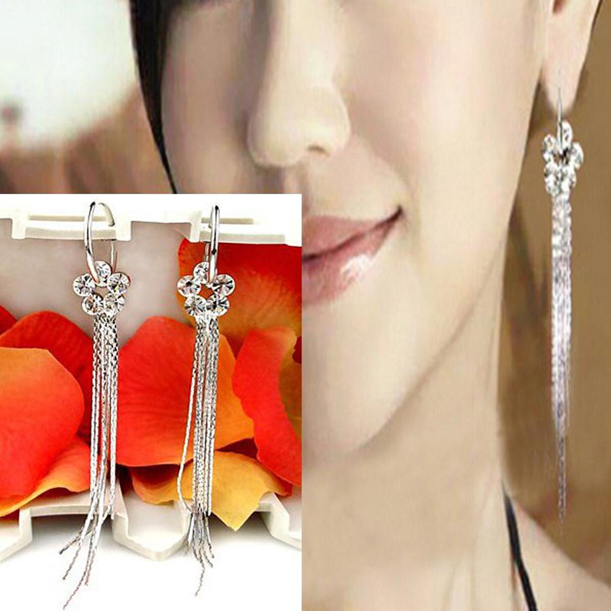 Crystal Tassel Earring Long Trendy Earrings - Hanaya Store