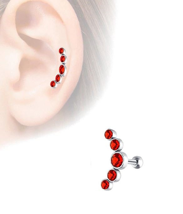 1 Piece Cartilage Helix Stud Crystal Tragus Ear Piercing Plug Earring – Image 4 of 6