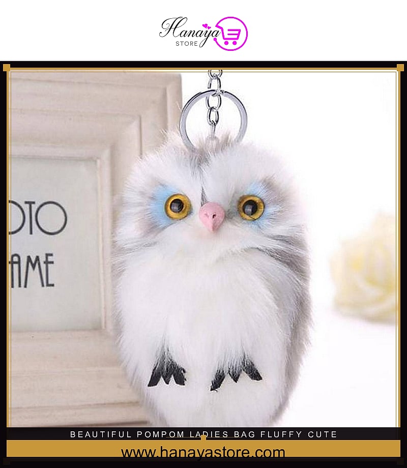 Beautiful PomPom Ladies Bag Fluffy Cute Faux Keyring Alloy Baby Owl – Accessories Online in Pakistan | Hanaya