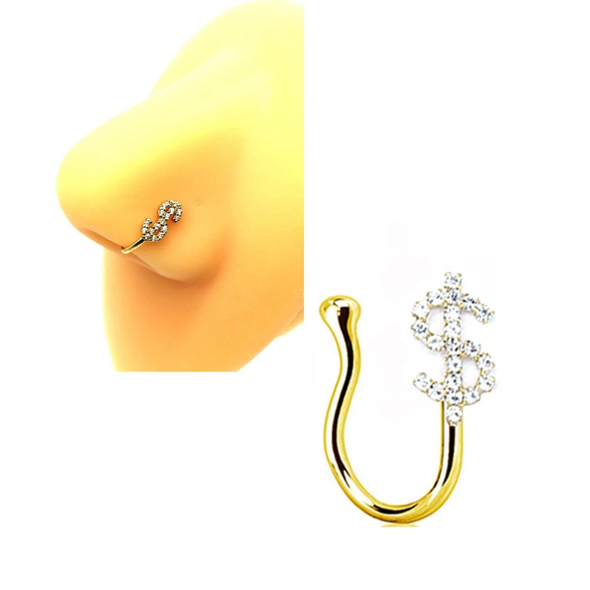 Non Piercing Clip On Fake Nose Ring Thin Simple Elegant Nostril Body Jewelry – Nose Jewelry Online in Pakistan | Hanaya