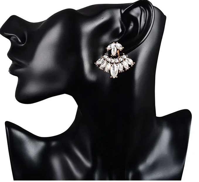 Front Back Earrings Stylish Hanging Drop & Huggie Designs Crystal Earring – Image 4 of 4