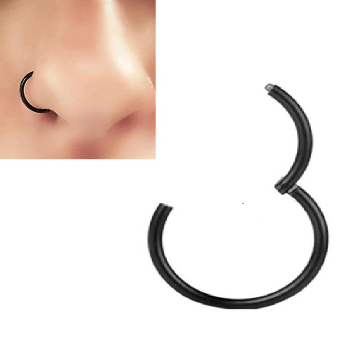 Titanium 1 Piece 8MM Hinged Septum Clicker Piercing Nose Ring Nostril