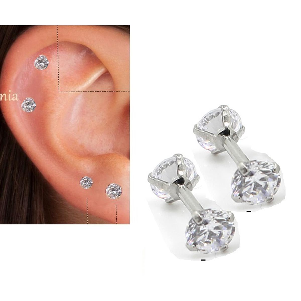 LOBE Front SNUG Back Crystal Closure 2 Pieces DAITH Cartilage ROOK 5MM Helix 1.2MM ORBITAL 16G TRAGUS HELIX Stud Tragus Pi...