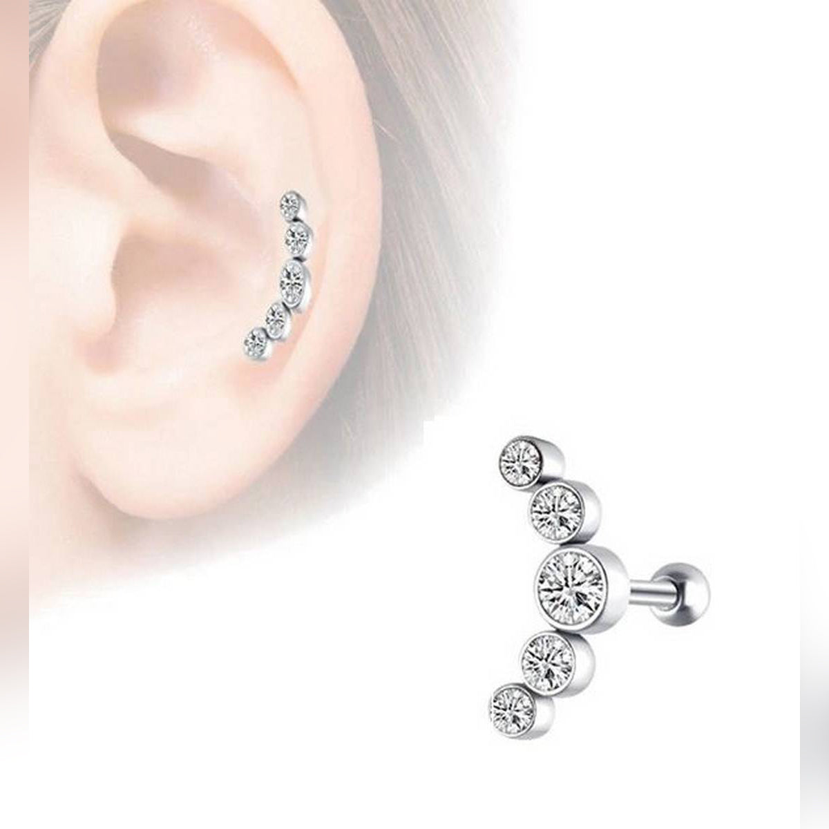 1 Piece Cartilage Helix Stud Crystal Tragus Ear Piercing Plug Earring – Image 5 of 6