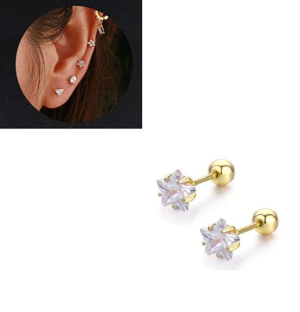 2-Piece Stainless Steel Star Ear Plug – Piercing Barbell Cartilage Jewelry – Earrings Online in Pakistan | Hanaya