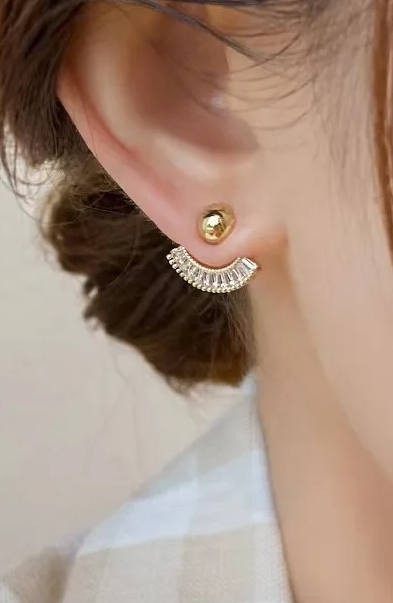 Front Back Earrings Stylish Hanging Drop & Huggie Designs Crystal Earring