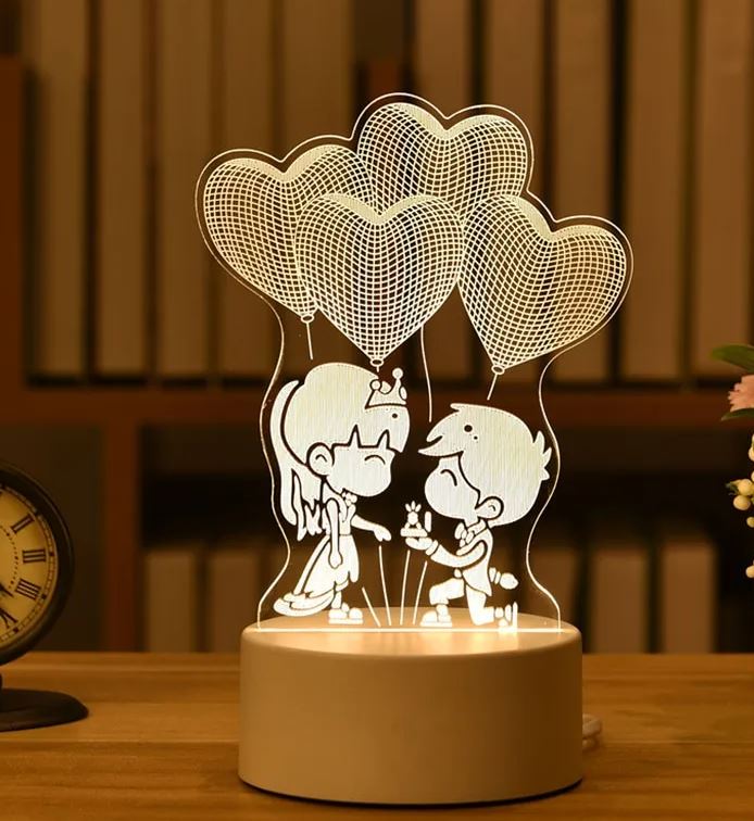 3D Romantic Love LED Night Light - Illusion Lamp USB Home Decor – Accessories Online in Pakistan | Hanaya
