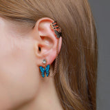 Pair Left & Right Tassel Chain Butterfly Cuff Drop Earrings – Image 3 of 4