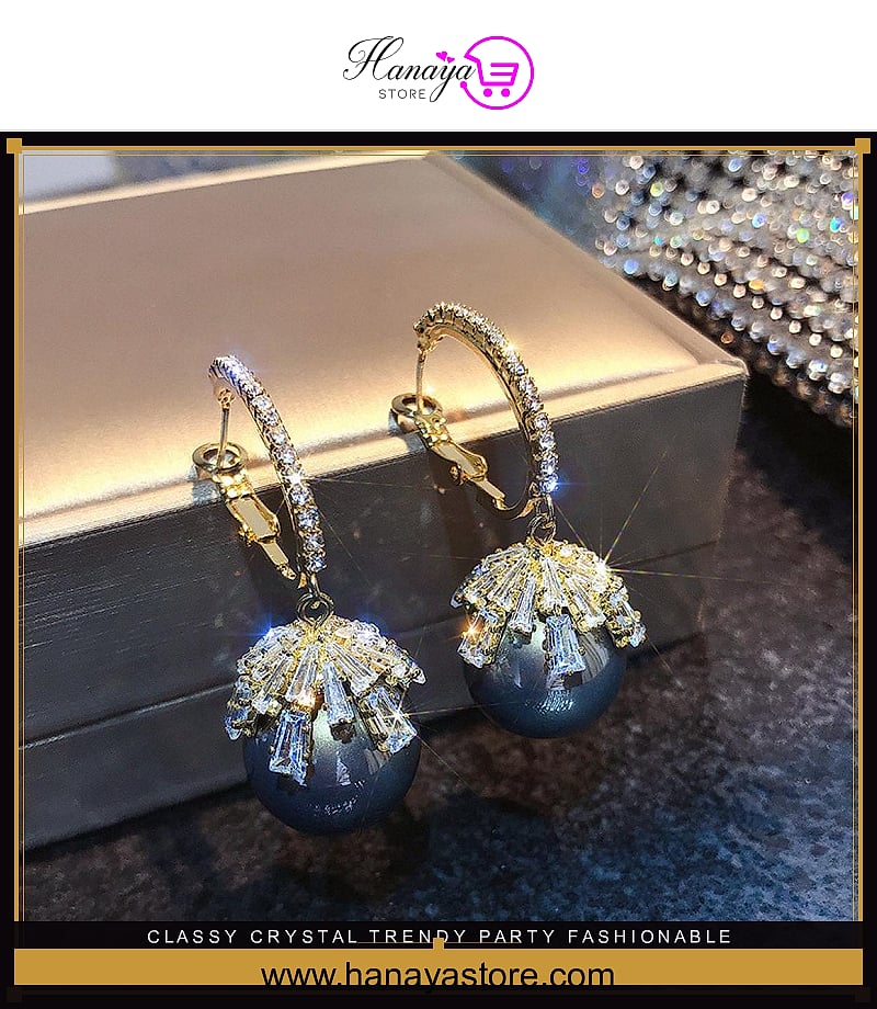Classy Crystal Trendy Party Fashionable Earrings – Earrings Online in Pakistan | Hanaya
