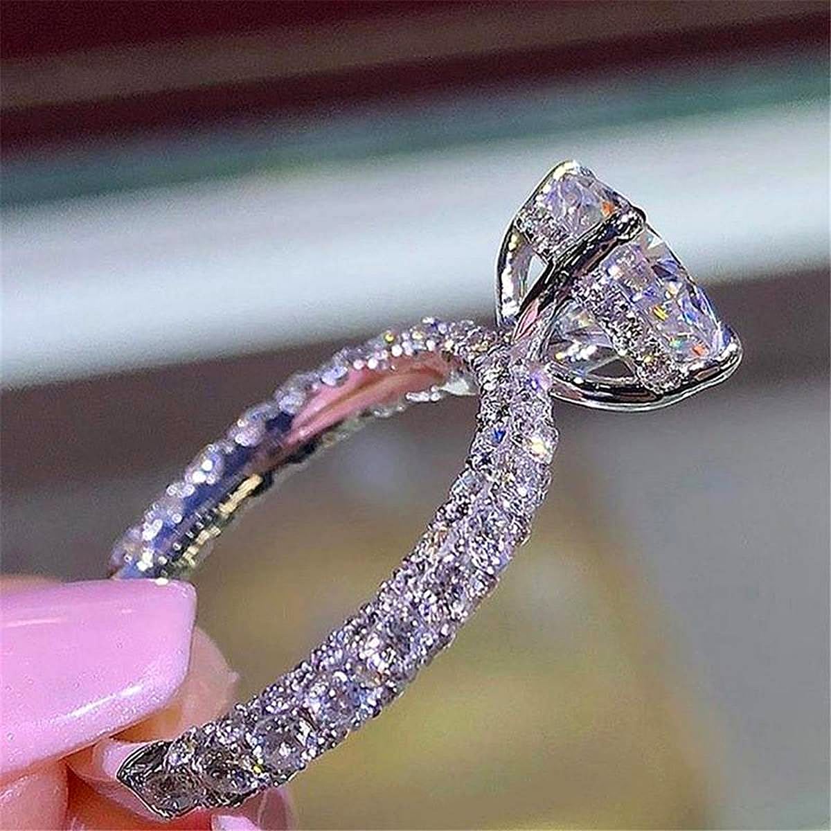 Trendy Classy D iamond Style Shinny Cubic Zircon Ring -17Size – View 4 – Accessories | Hanaya Pakistan