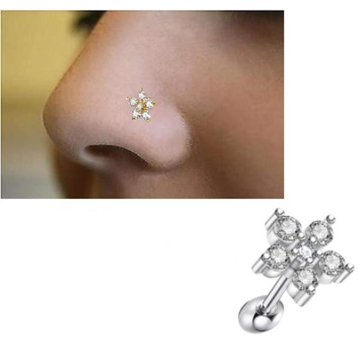 Helix Piercing Nose Pin 1pc 6mm Long 1 0mm Nostril Body Jewelry – Helix Tragus Daith Conch Body Piercing Jewelry Pakistan | Hanaya Store