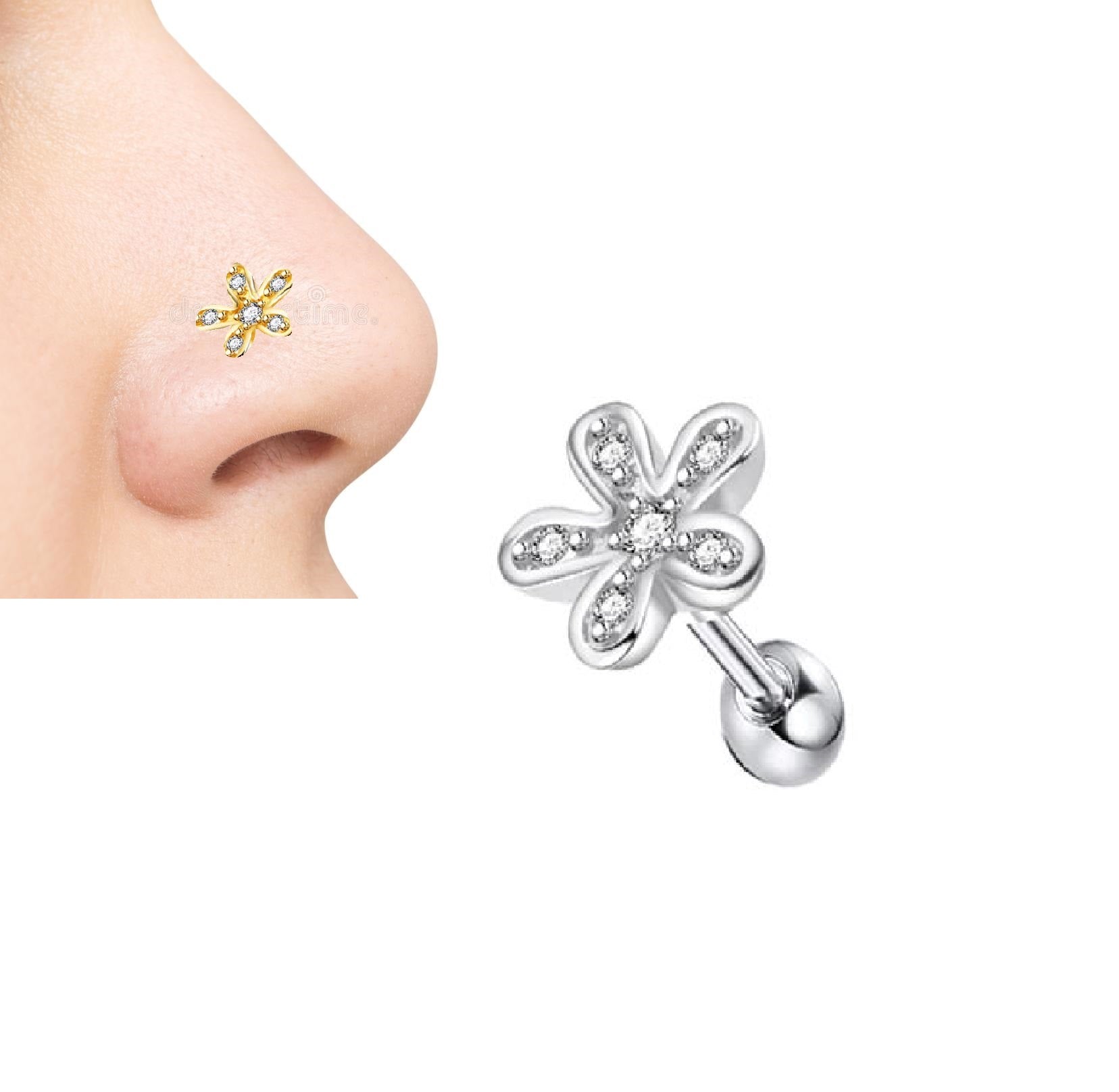 Close-up of nose hoop ring – surgical steel cartilage jewelry Pakistan – Hanaya