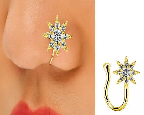 Non Piercing Heart Nose Stud Adjustable Clip On CZ Stone Jewelry – Nose Jewelry Online in Pakistan | Hanaya
