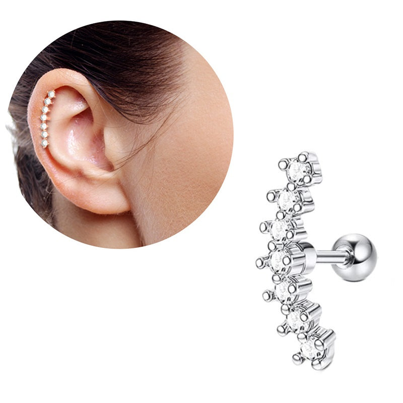 1 ROOK SNUG Piece Cartilage Helix HELIX Stud Crystal LOBE Tragus ORBITAL Ear DAITH Piercing Plug TRAGUS Earring – Close Up...