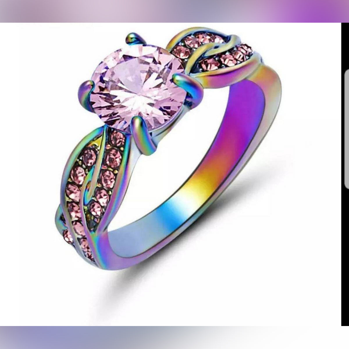 Classy High Quality Rainbow Multi Trendy Crystal Stone Ring For Women – Accessories Online in Pakistan | Hanaya