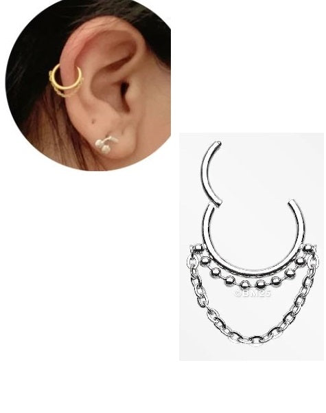 Hinged clicker close-up – surgical steel cartilage piercing jewelry Pakistan – Hanaya Store