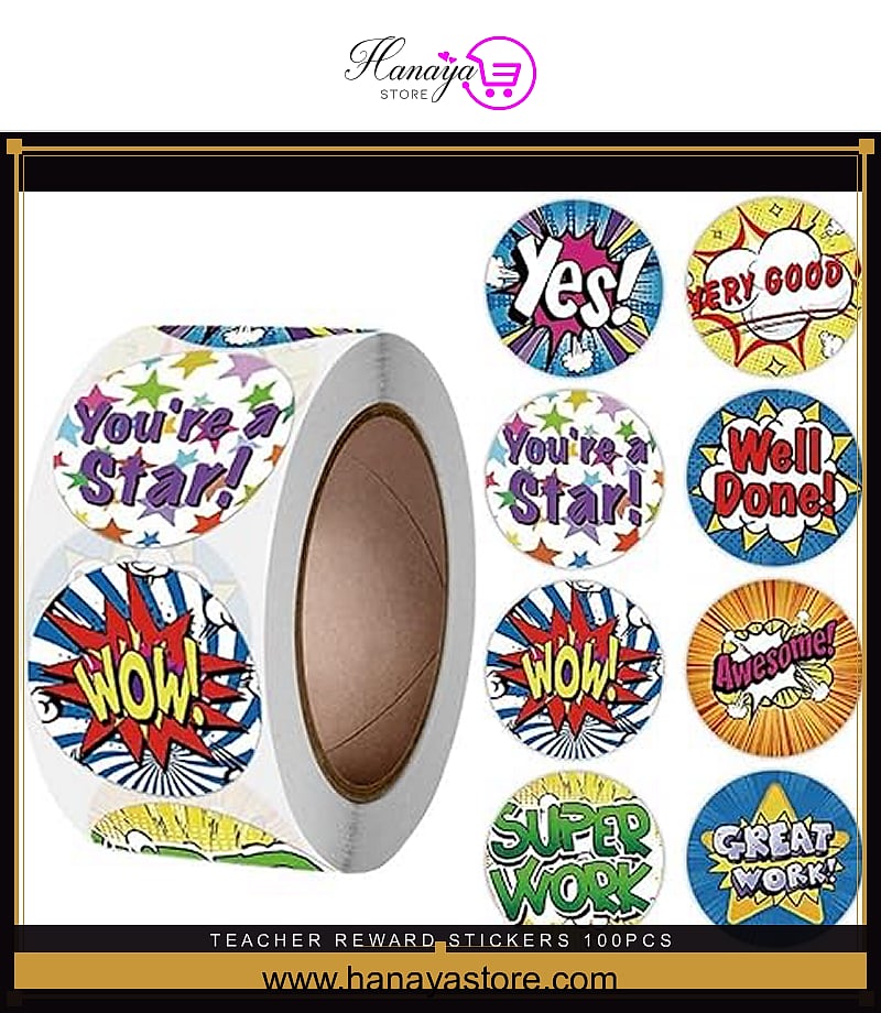 Teacher Reward Stickers 100pcs – Motivational Word Stickers for Kids, Students & Classroom Fun – Stickers Online in Pakist...