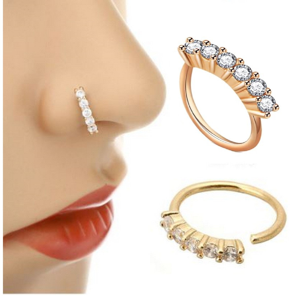 8mm Nose Ring 1pc Nostril Piercing Body Jewelry Fashionable Elegant – Image 3 of 3