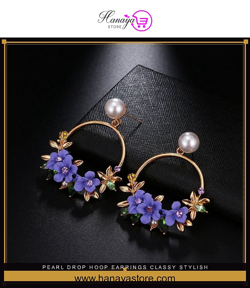Pearl Drop Hoop Earrings – Classy Stylish & Elegant for Girls – Earrings Online in Pakistan | Hanaya