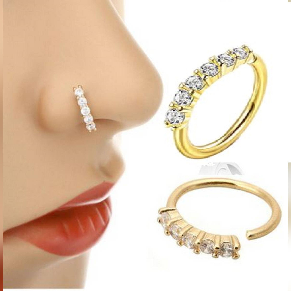 8mm Nose Ring 1pc Nostril Piercing Body Jewelry Fashionable Elegant – Buy nose jewelry online in Pakistan