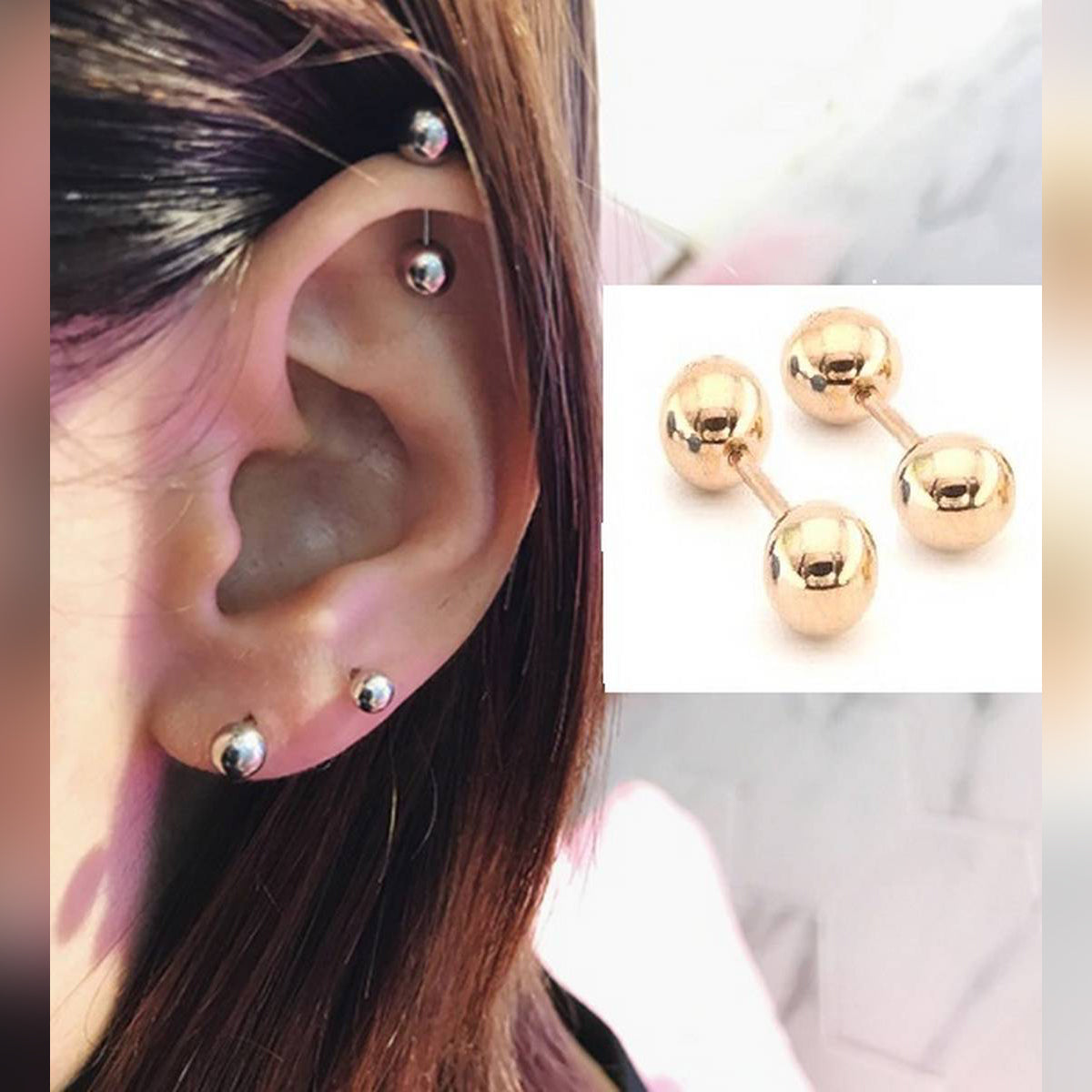 Steel 5 Mm Pair Ear Plug Piercing Barbell Cartilage Ear Jewelry – Image 9 of 9