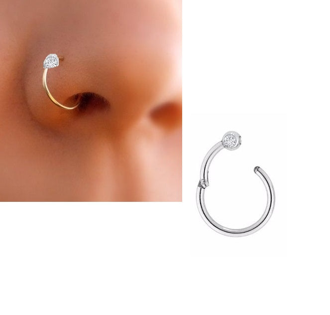 10mm Seamless Hinged Segment Ring – 1piece Long Helix Nose Piercing Jewelry – Close Up – Nose Jewelry | Hanaya Pakistan