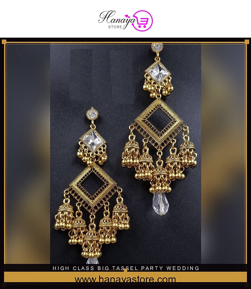 High Class Big Tassel Party Wedding Jhumka Elegant Trendy Earring – Accessories Online in Pakistan | Hanaya