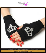 Rhinestone Fingerless Gloves Long Hand Crown Thick Gloves Fashionable Women Gloves – Accessories Online in Pakistan | Hanaya