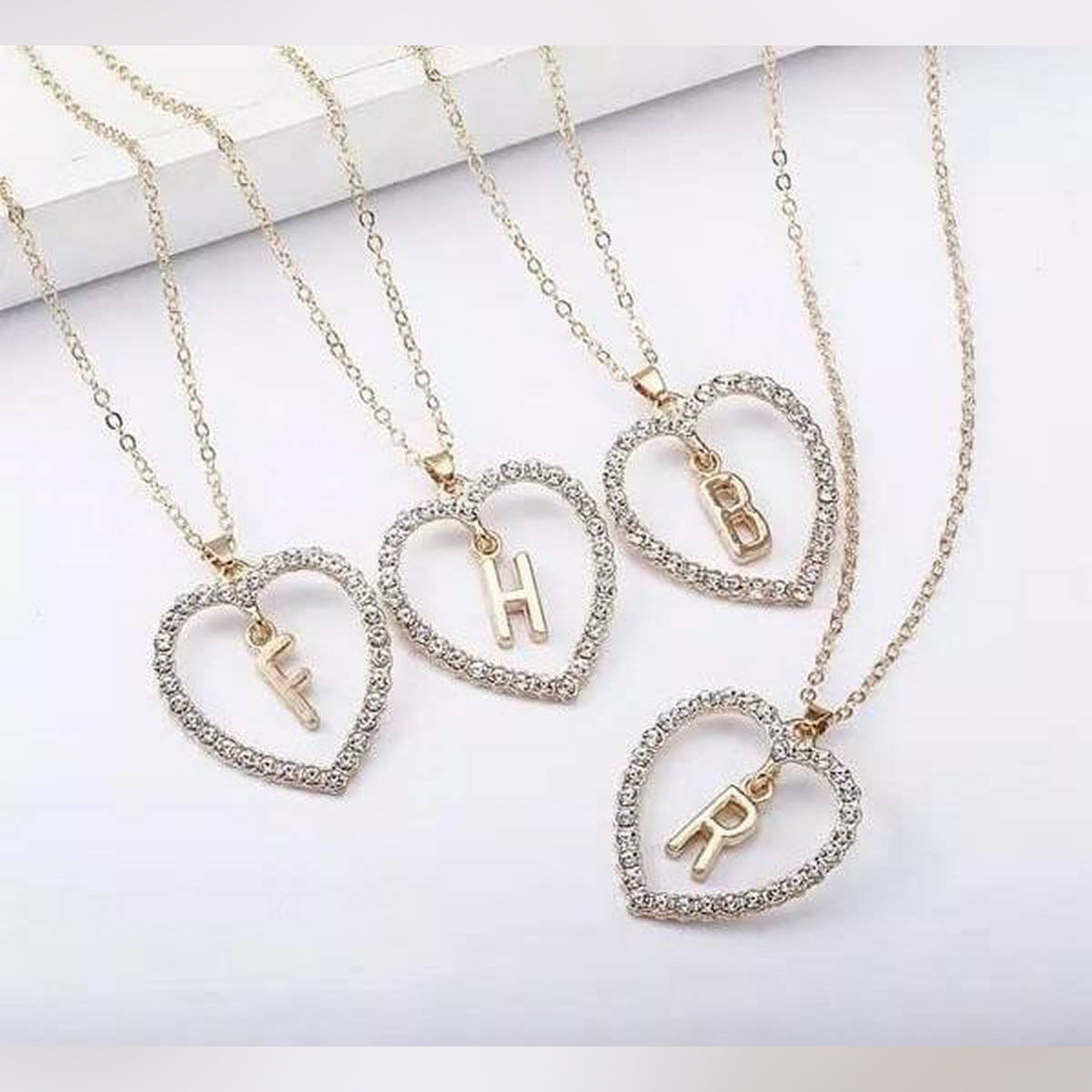 Heart Shaped Crystal English Alphabet Letter Pendant – Image 4 of 4