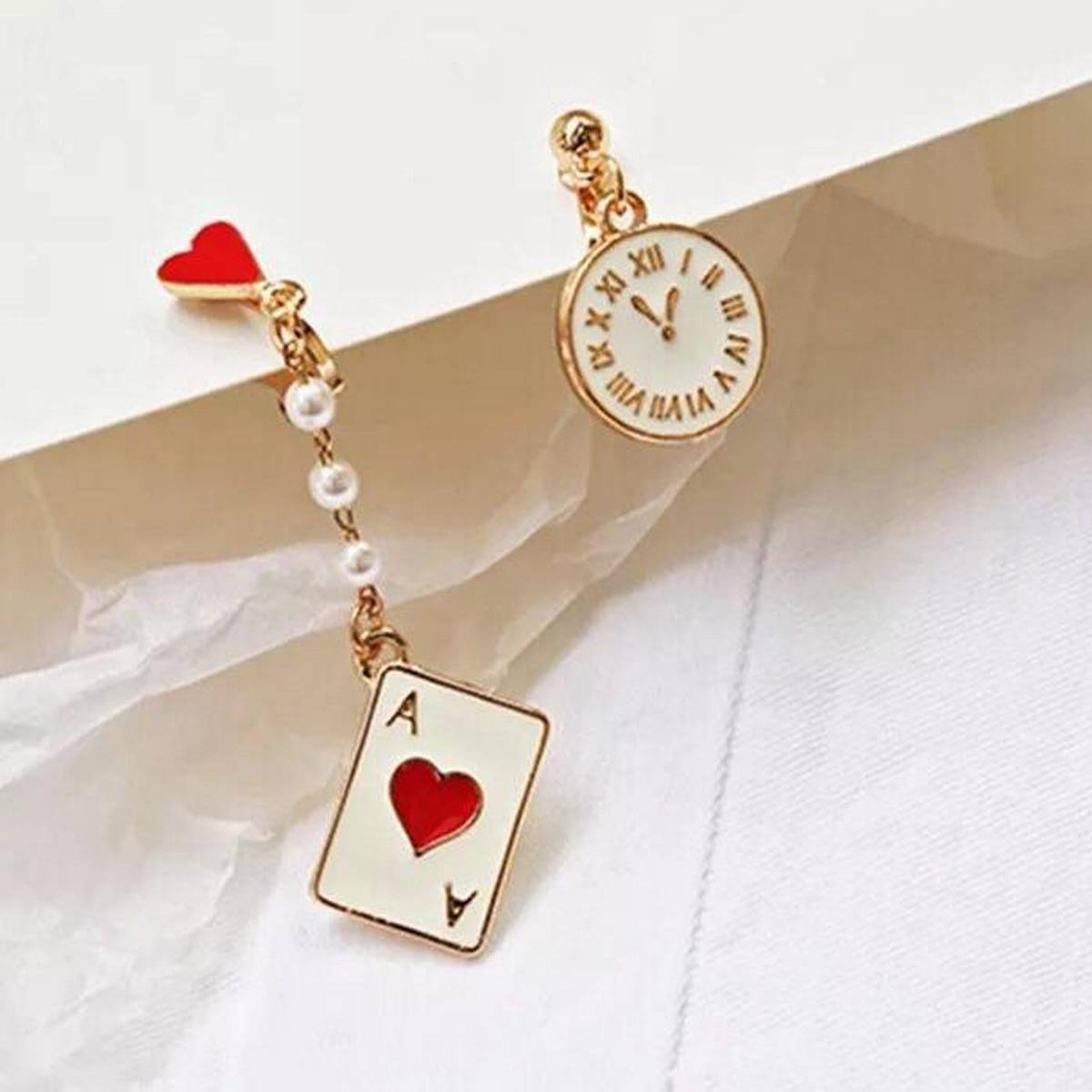 Asymmetric Red Heart Earrings – Classy & Stylish Fashion Jewelry – Earrings Online in Pakistan | Hanaya