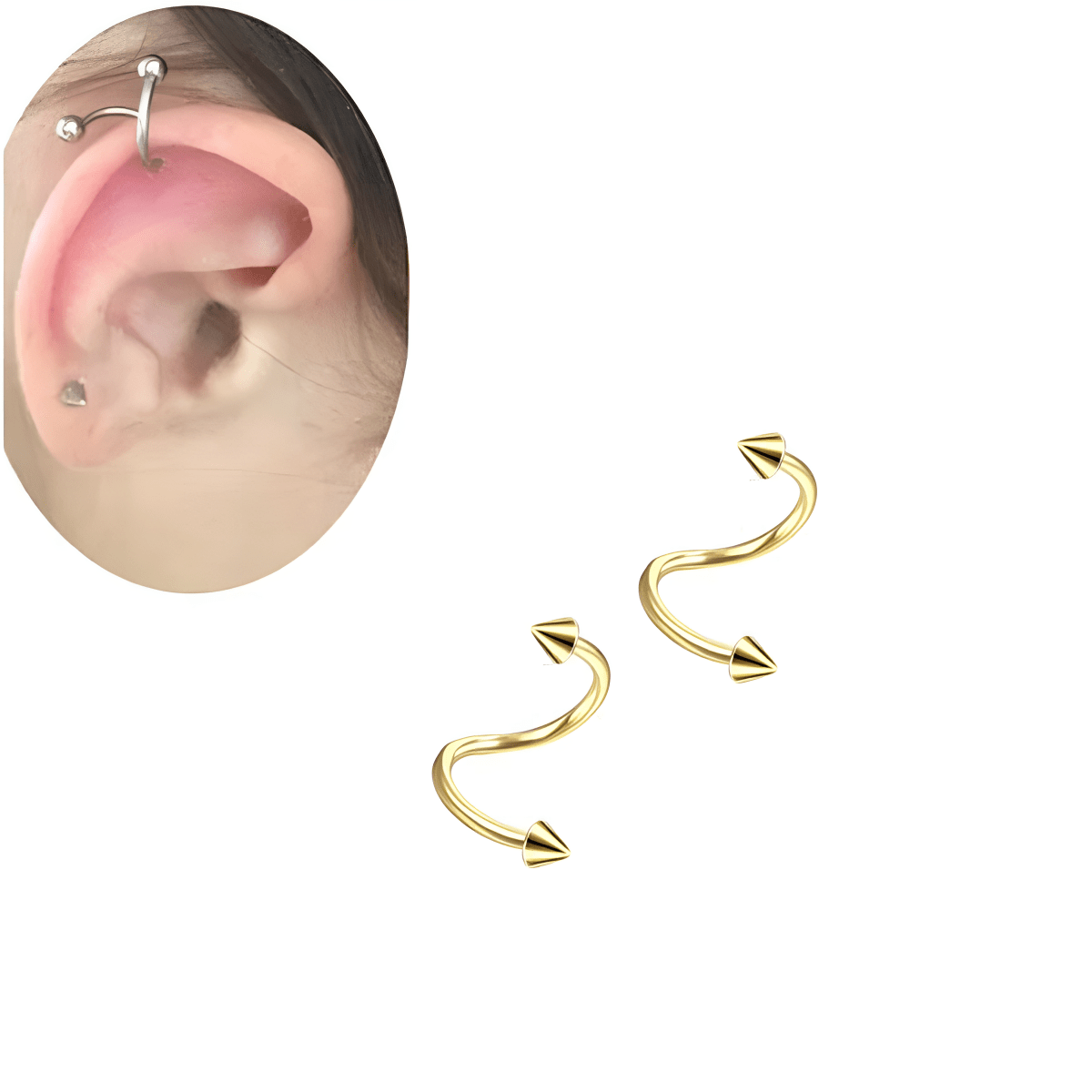 DAITH 2 Pieces TRAGUS HELIX Spiral Cartilage Helix Stud ROOK ORBITAL Tragus Ear SNUG Piercing Earring For Girls LOBE - Hanaya Store