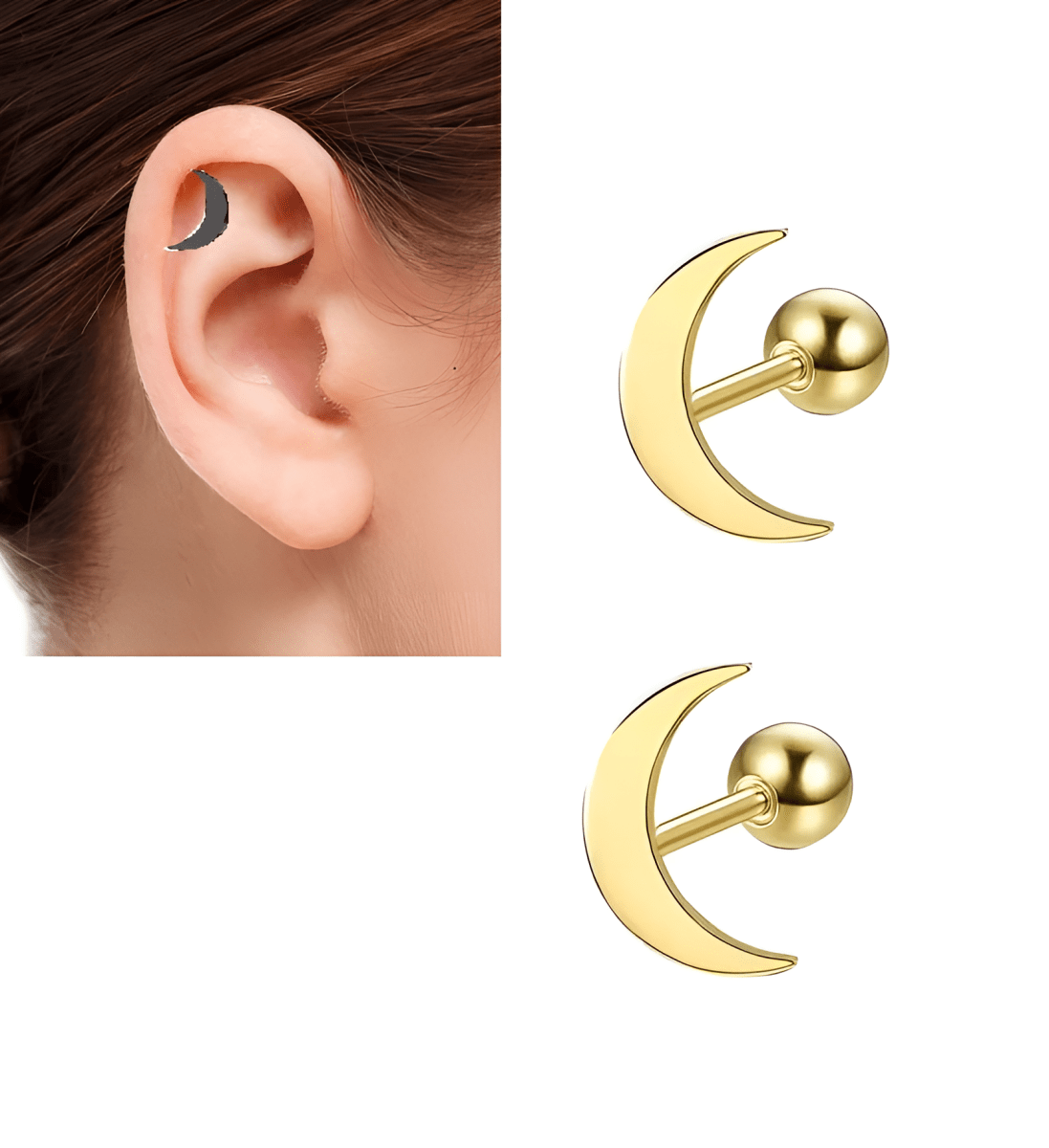 DAITH Piercing 2 HELIX Piece Cartilage TRAGUS Helix Stud Ear Piercing LOBE SNUG Plug ROOK Steel Earring ORBITAL - Hanaya Store
