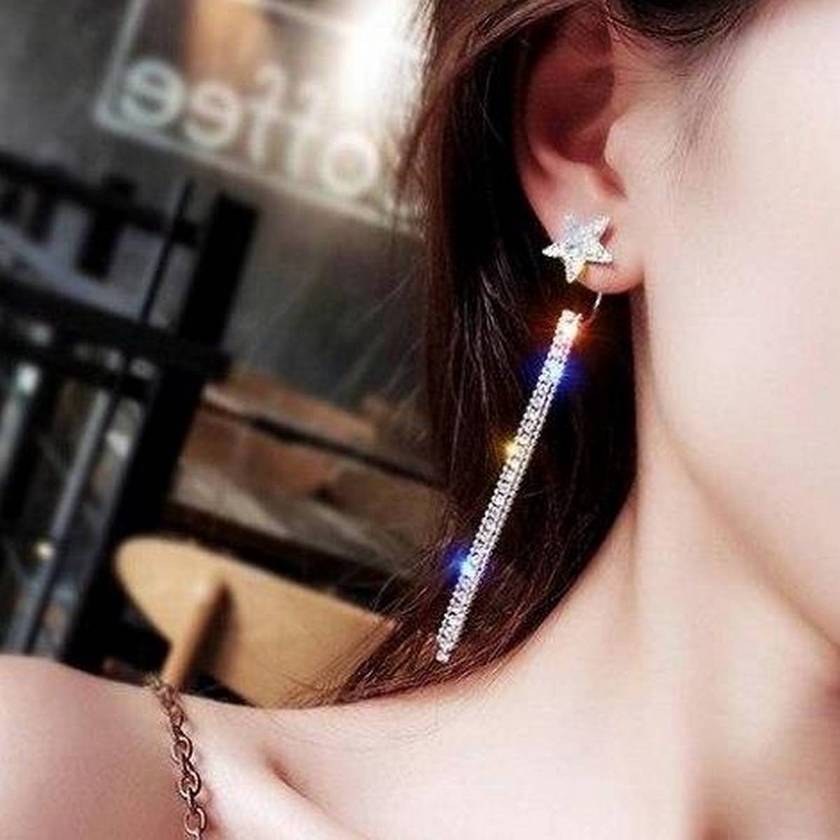 Trendy Tassel Star Style Crystal Drop Earring – Earrings Online in Pakistan | Hanaya
