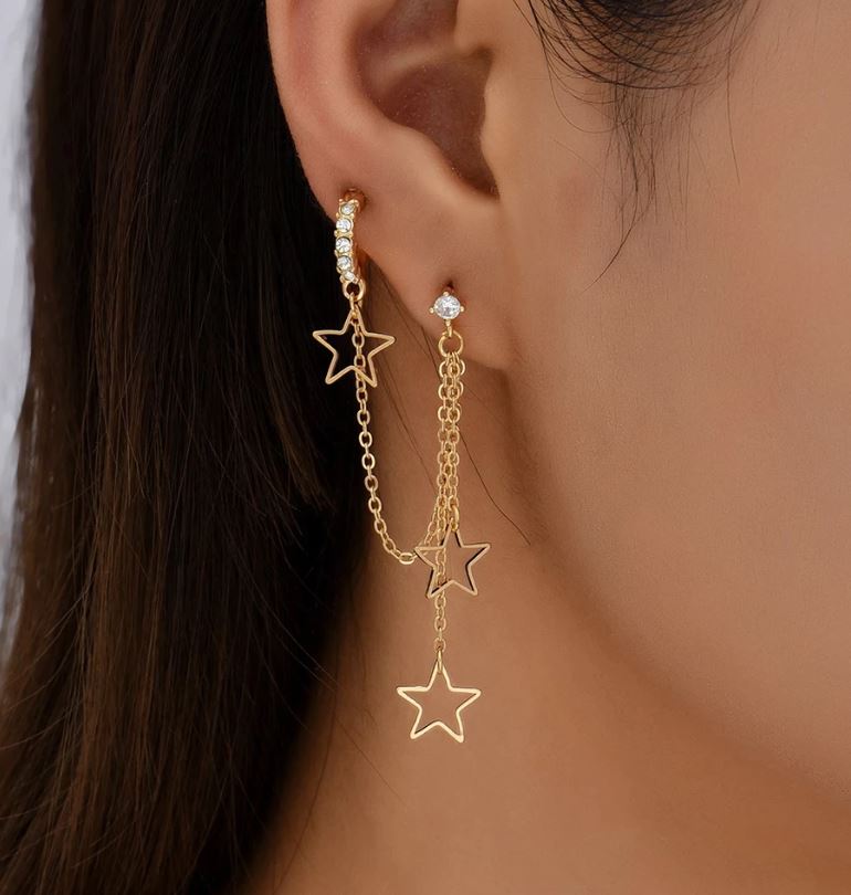 Pair of High Quality Korean Style 2 Piercing Elegant Stylish Earring – Earrings Online in Pakistan | Hanaya