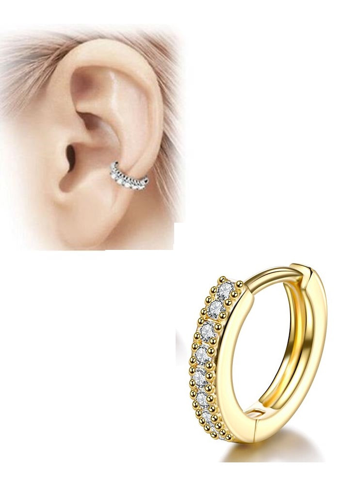 1 Piece Cartilage 8mm Length Helix Stud Crystal Tragus Ear Piercing Plug Steel Earring