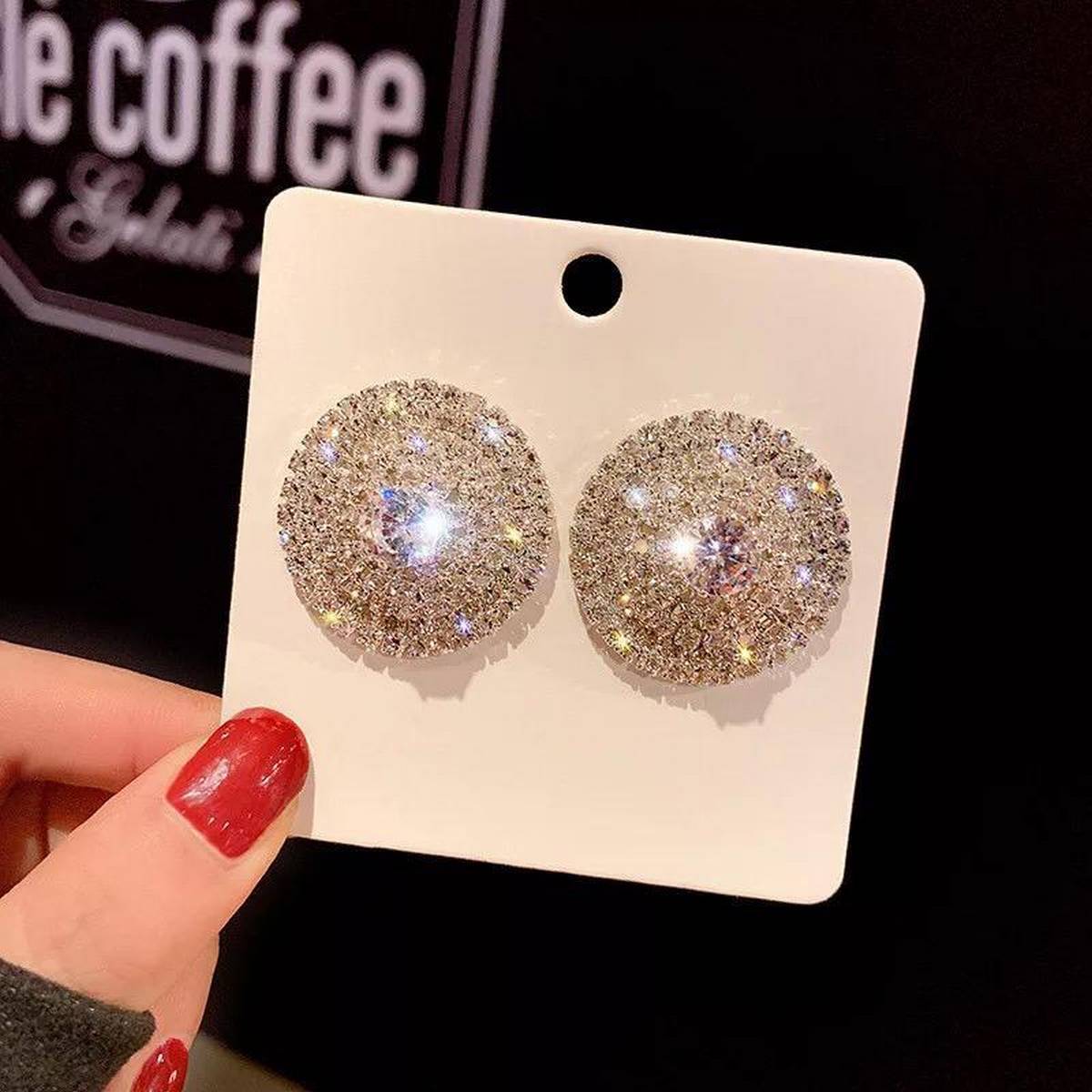 High Quality Fully Crystal Round Classy Elegant Earrings – Earrings Online in Pakistan | Hanaya