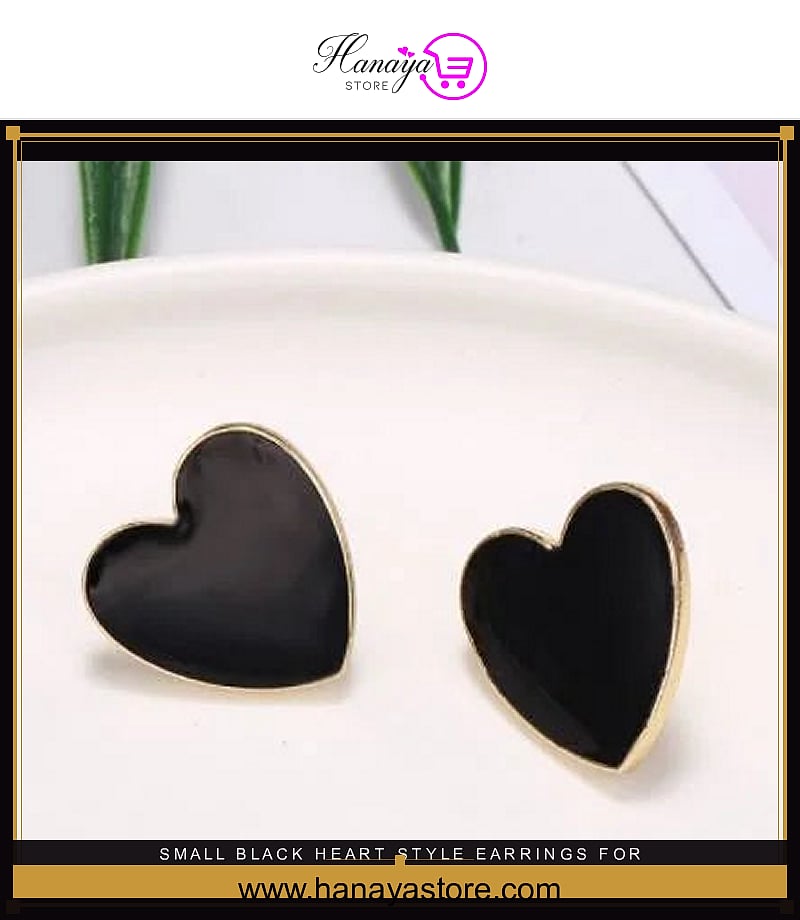Small Black Heart Style Earrings for Teens & Women – Earrings Online in Pakistan | Hanaya