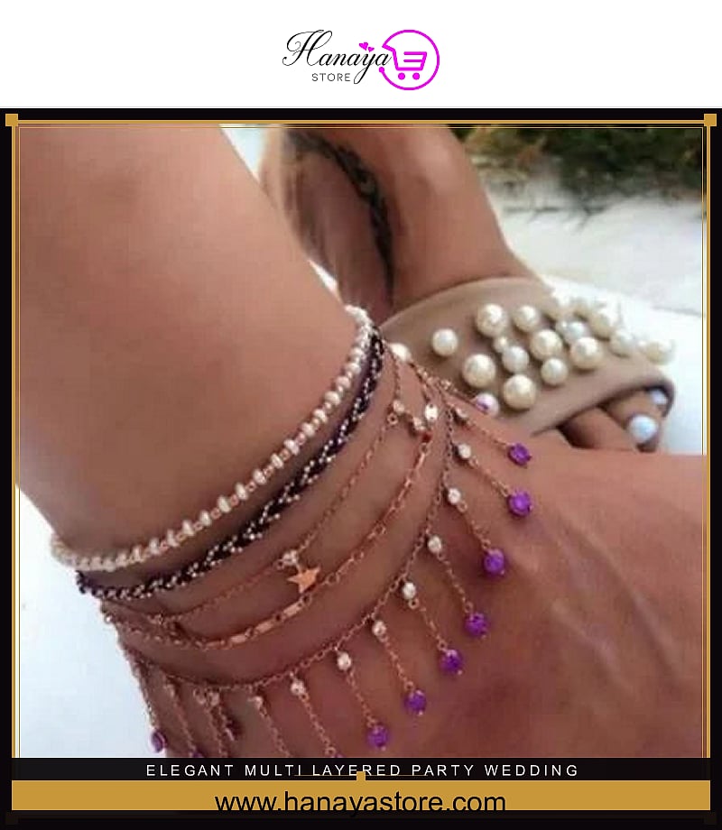 Elegant Multi Layered Party Wedding Fashion anklet for girls stylish anklet – anklet Online in Pakistan | Hanaya
