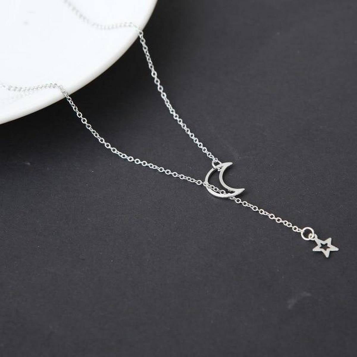 Fashion Moon Star Pendant Choker Necklace Alloy Zinc Chain – Accessories Online in Pakistan | Hanaya