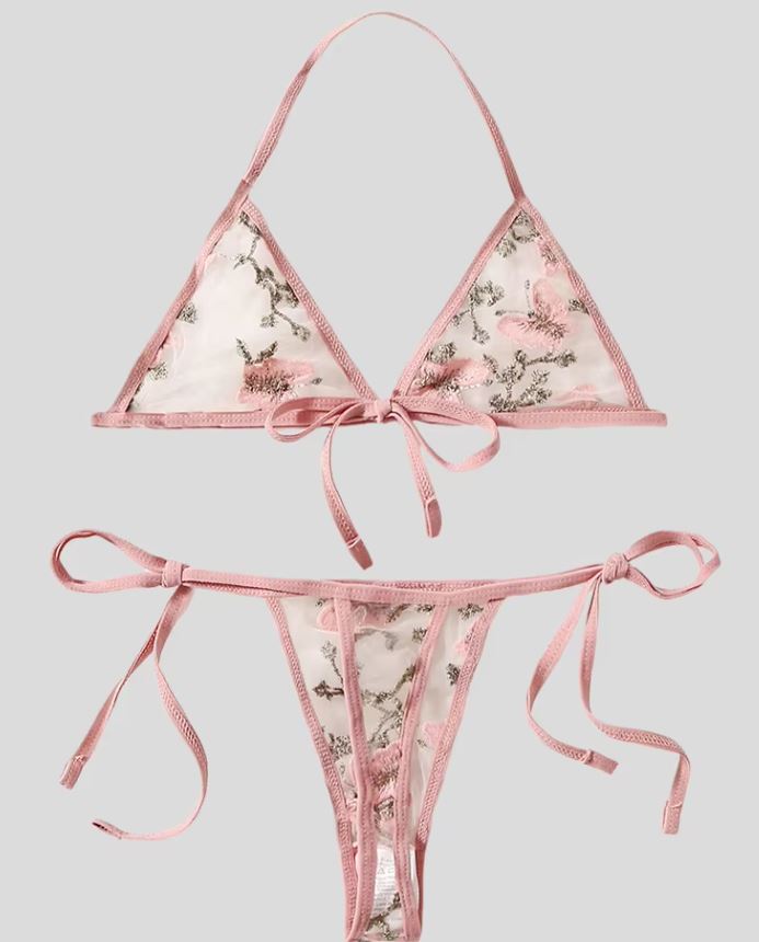 One Size (Fits:40-75 KGS) Bra set Lingerie Set Women Trendy Underwear Bikini Three-point Set