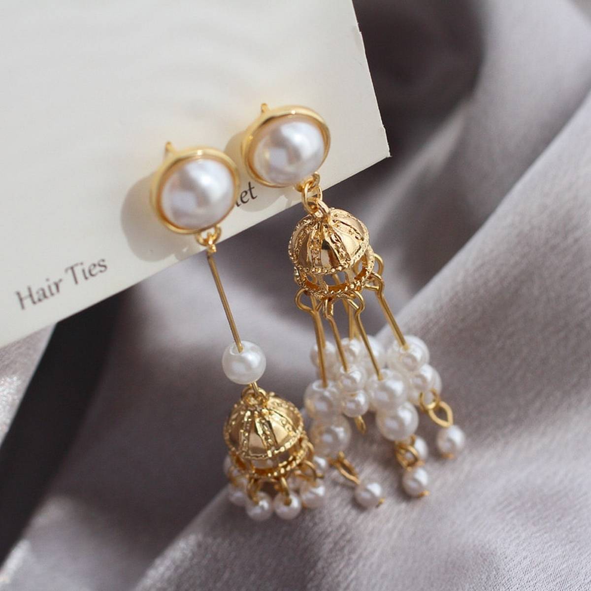 High Class Pearl Multi Layered Irregular Tassel Earring – Earrings Online in Pakistan | Hanaya