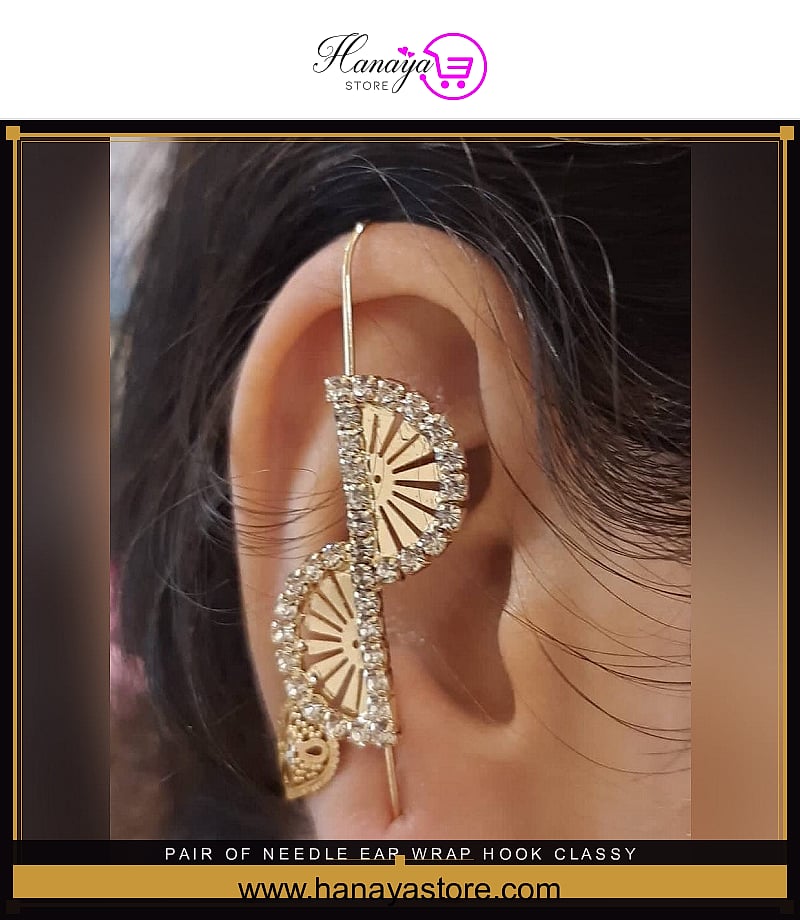 Pair of Needle Ear Wrap Hook Classy Royal Party Stylish Earrings – Earrings Online in Pakistan | Hanaya