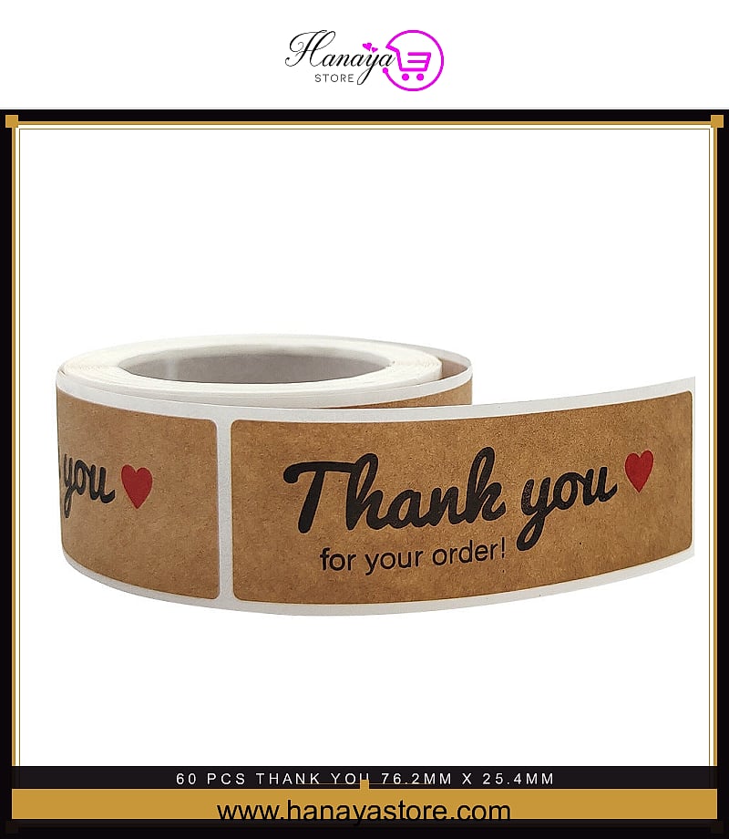 60 pcs Thank You 76.2mm x 25.4 Stickers Envelope Seal Scrapbook Round Sticker Stationery Label Stickers – Stickers Online ...