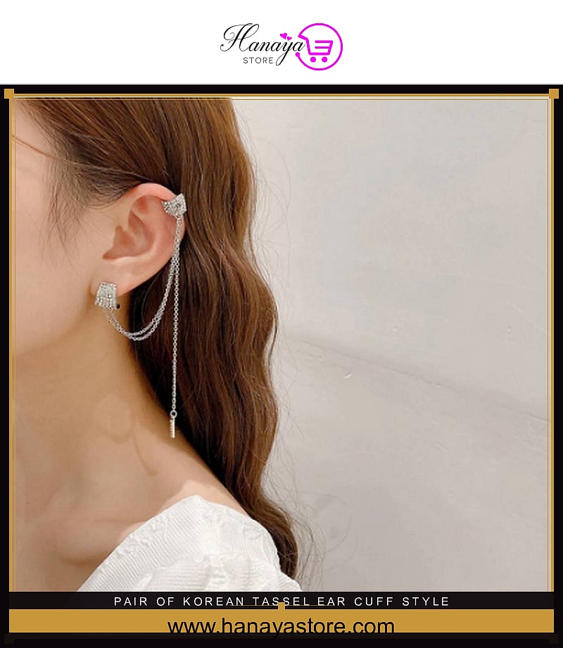 Pair Of Korean Tassel Ear Cuff Style & Elegant Stylish Earrings – Earrings Online in Pakistan | Hanaya