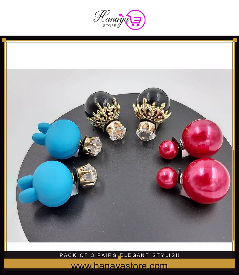 Pack of 3 Pairs Elegant Stylish Earrings