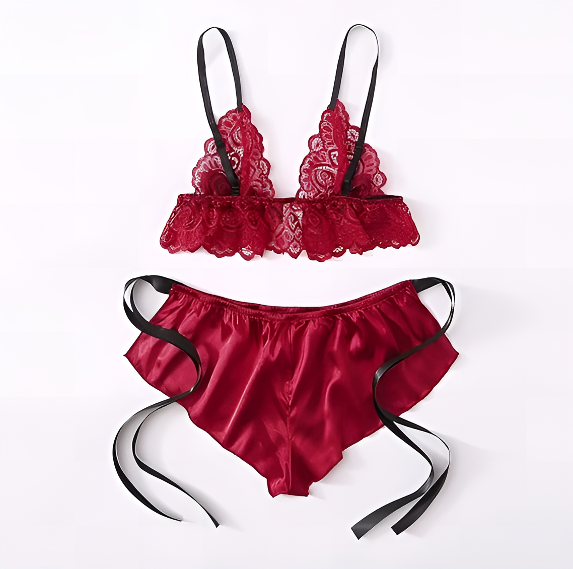 One Size (Fits:30-70 KGS) Premium Sleepwear Bridal Wear Bra Set Lingerie Set Women Underwear Bikini Three-point Set (weight:30-70 KGS) – Image 4 of 6