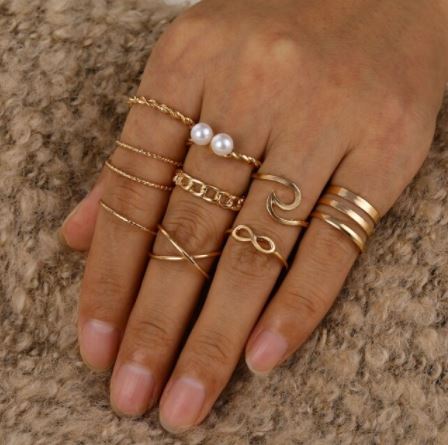 Pack of 10 Trendy Classy Ring Set – Accessories Online in Pakistan | Hanaya