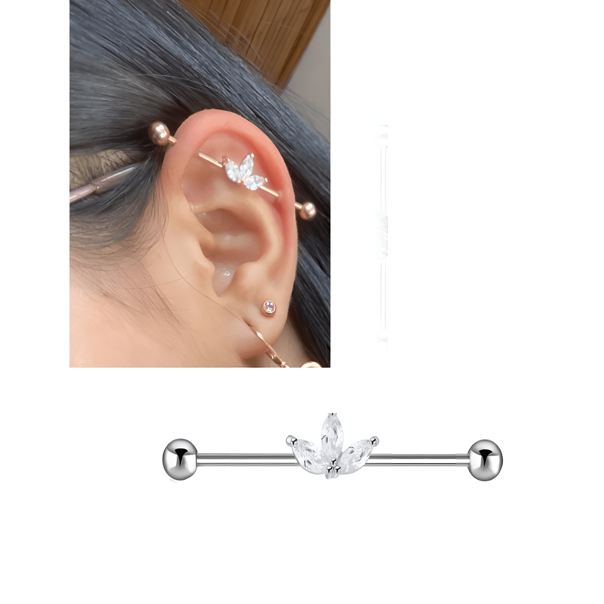 Durable Body Jewelry Steel 38mm Ear Plug 14G Piercing Industrial Cartilage Ear Jewelry - Hanaya Store