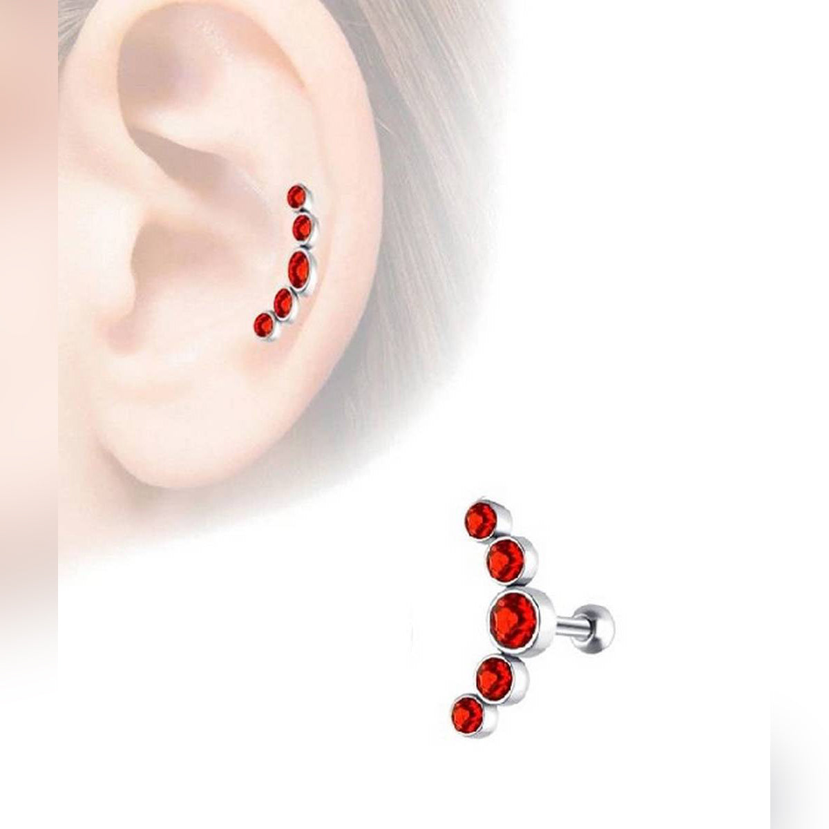 1 Piece Cartilage Helix Stud Crystal Tragus Ear Piercing Plug Earring – Image 3 of 6